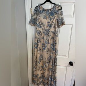 Adrianna Papell Blue Floral Maxi Dress